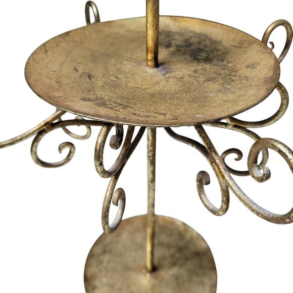 Ornate Gold Faux Bronze Stand Jewelry Organizer Tower Necklace Tree Antique - Picture 3 of 4